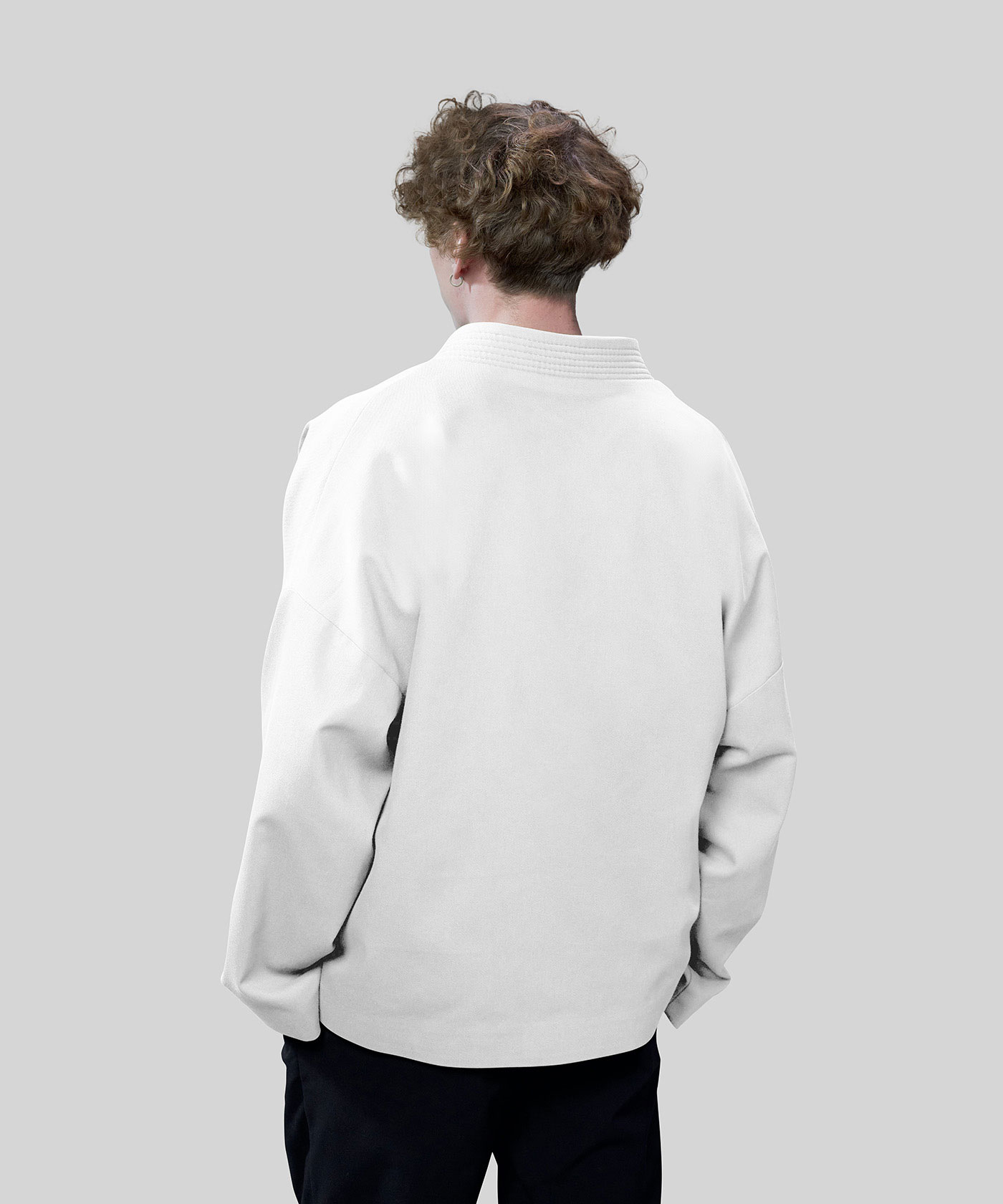 Free Back View of Fashion Jacket Mockup PSD Template