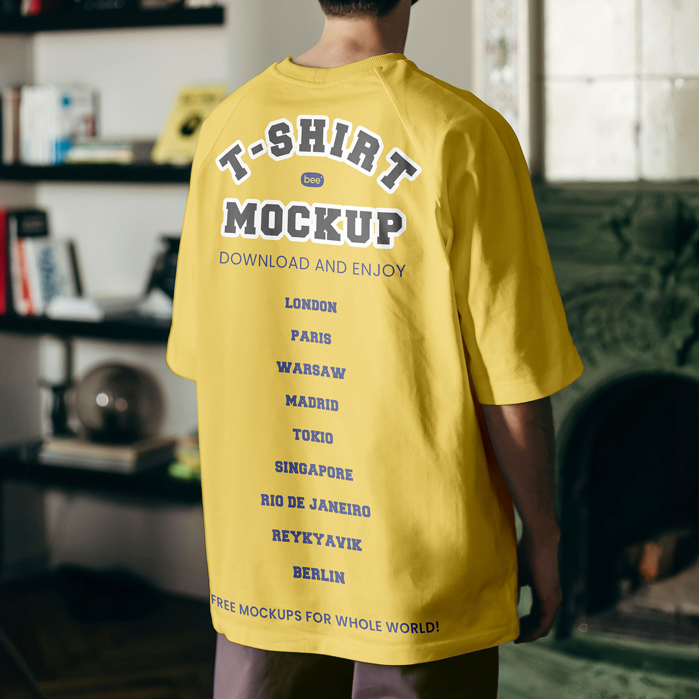 Free Back View of Oversize T Shirt Mockup PSD Template