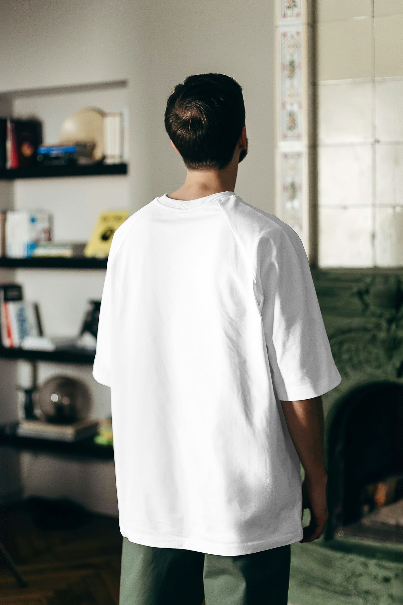 Free Back View of Oversize T Shirt Mockup PSD Template