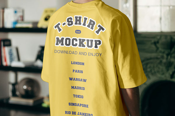 Back View of Oversize T Shirt Mockup