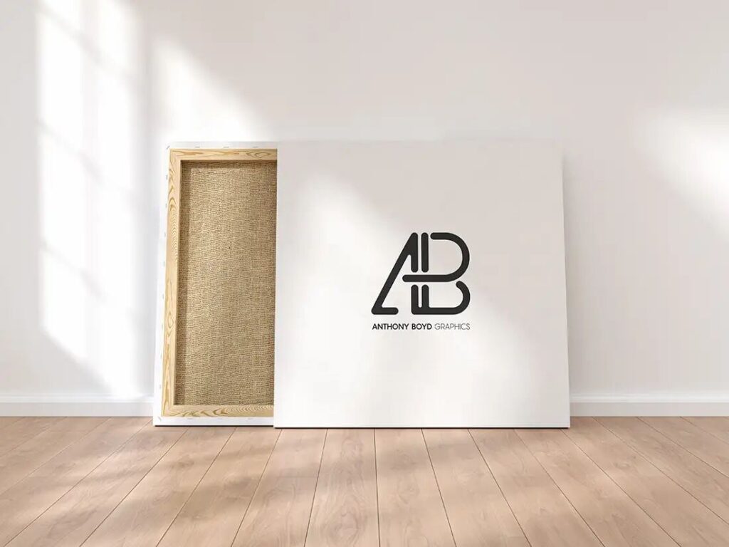 Back View of Square Canvas Covered by White Label Mockup