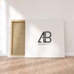 Back View of Square Canvas Covered by White Label Mockup