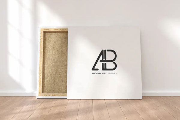Back View of Square Canvas Covered by White Label Mockup