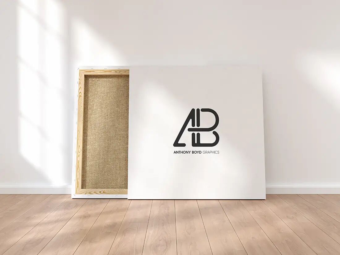 Back View of Square Canvas Covered by White Label Mockup FREE PSD