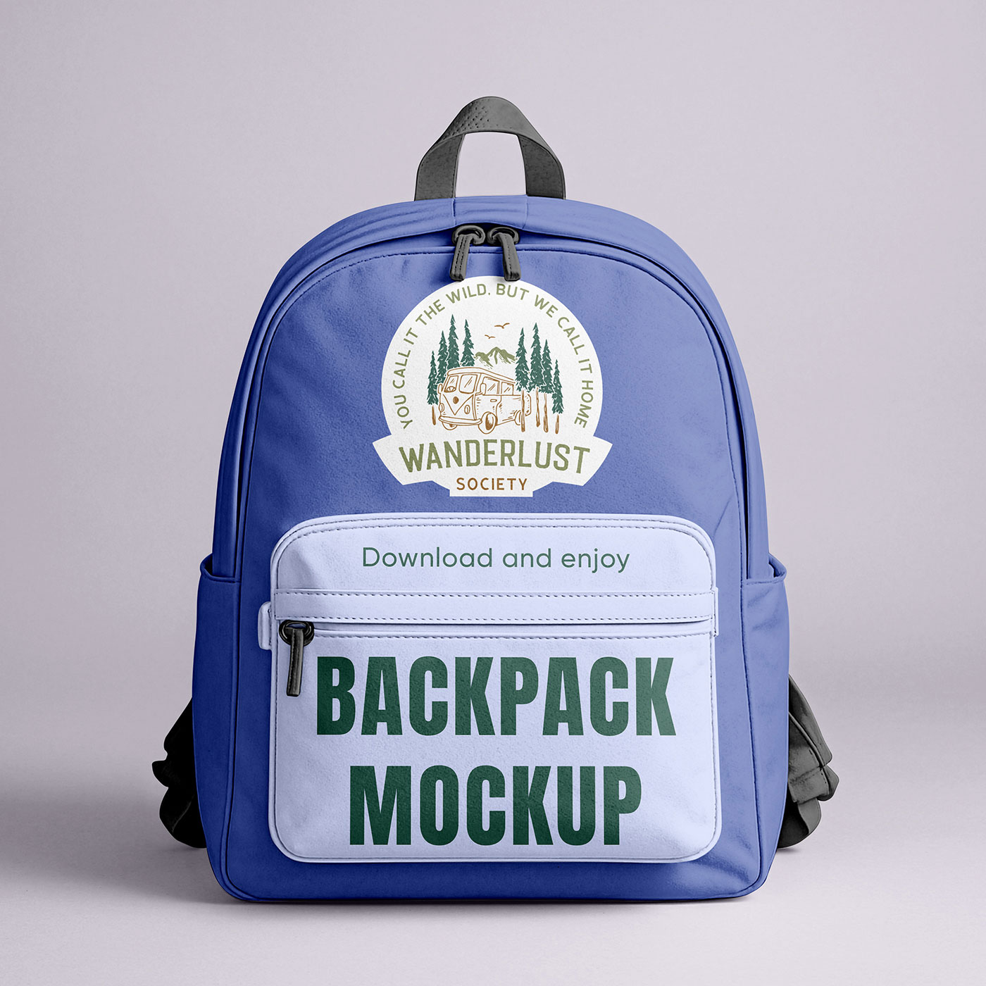 Free Backpack Front View Mockup PSD Template