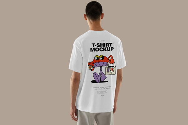 Backside T-Shirt Mockup Worn by a Man