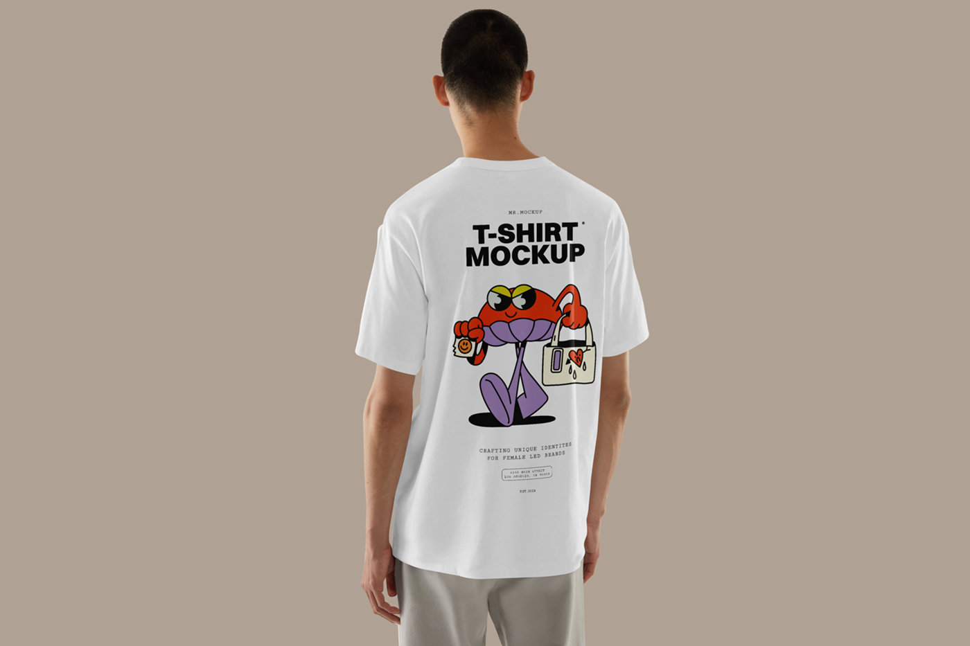 Backside T-Shirt Mockup Worn by a Man FREE PSD