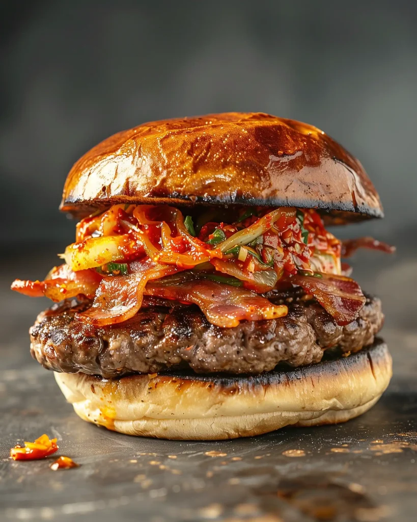 Bacon-Kimchi Burger Display