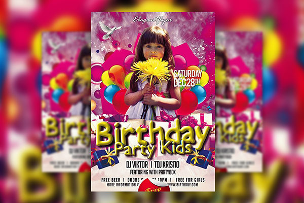 Balloon Splash Kids Birthday Party Flyer Template
