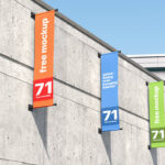 Banner Mockup Perspective View Hanging on the Wall