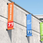 Banner Mockup Perspective View Hanging on the Wall