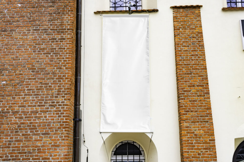 Banner on Concrete Wall Mockup