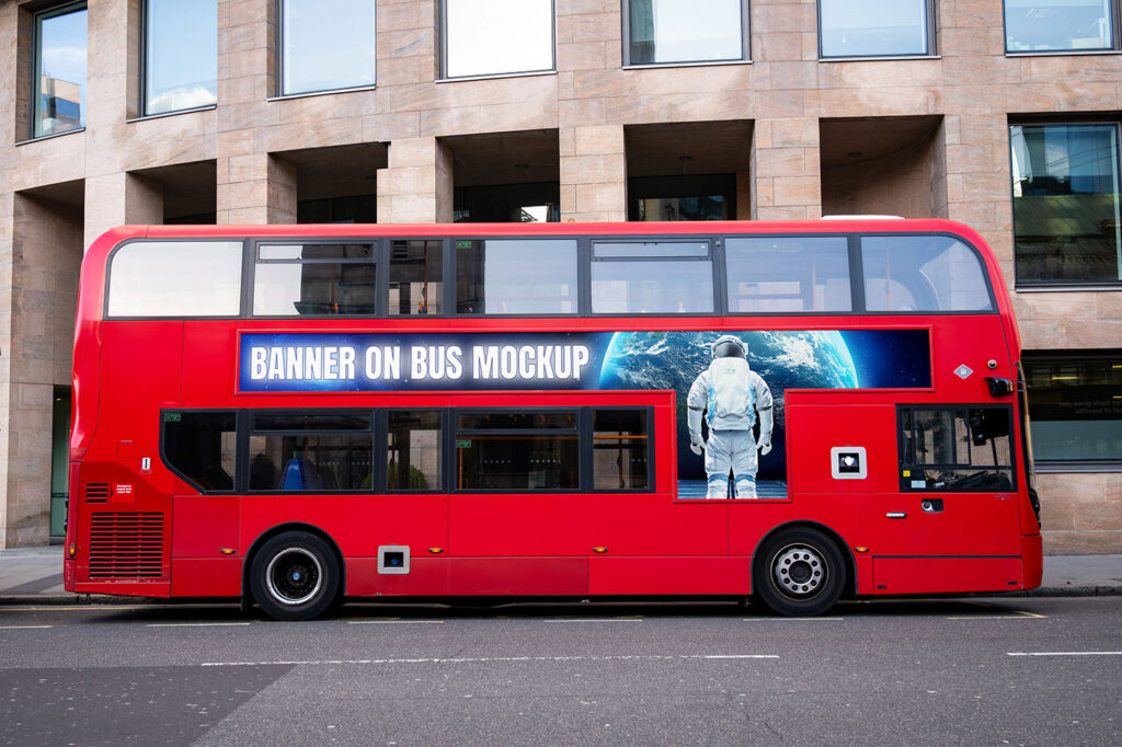Banner on London Bus Mockup