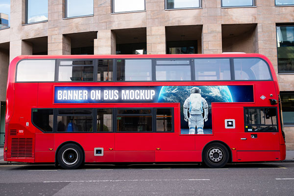 Banner on London Bus Mockup