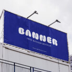 Banner on Top of the Building Mockup from Low-Angle Shot