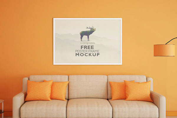 Beautiful Minimal Horizontal Poster Frame in a Living Room Mockup