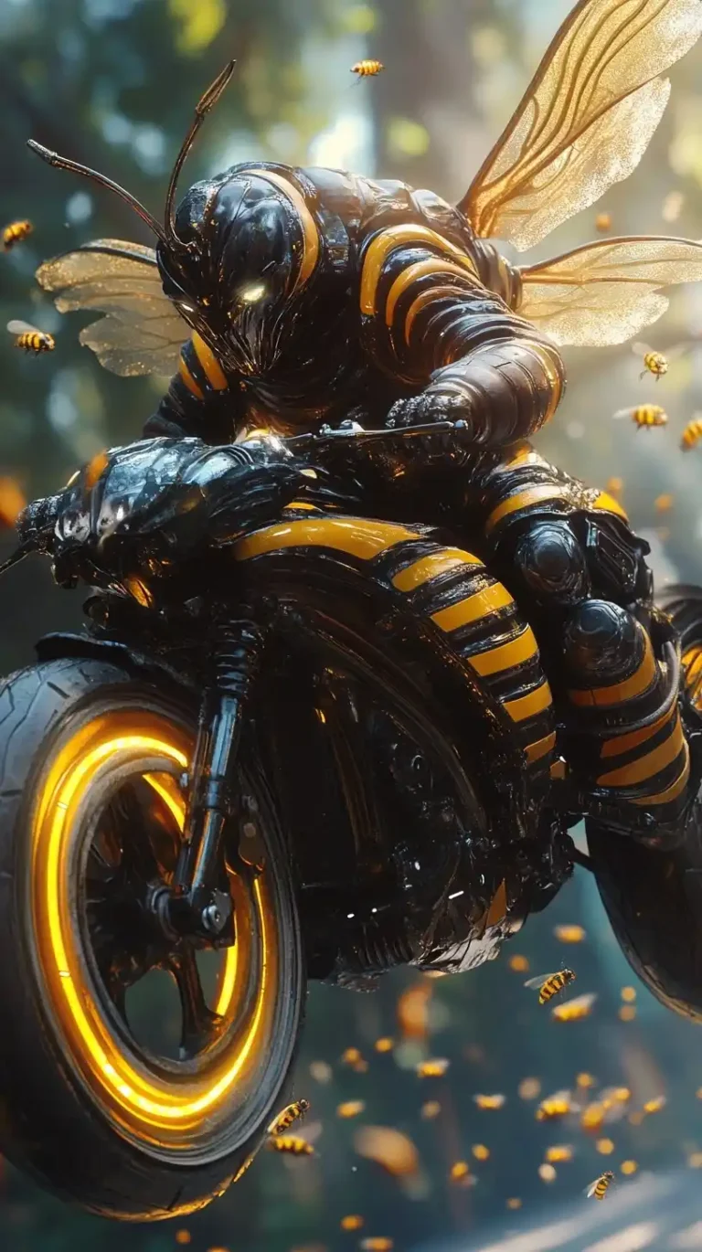Bee Humanoid on Motorcycle
