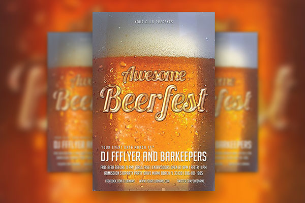 Beer Fest Flyer Template Featuring a Sweaty Beer Glass