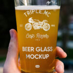 Beer Glass in Hand Mockup