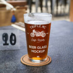 Beer Pint on Table Mockup