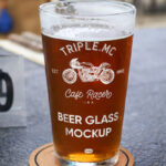 Beer Pint on Table Mockup