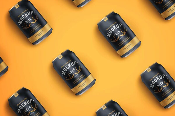 Beer Soda Can Mockup in Isometric Style