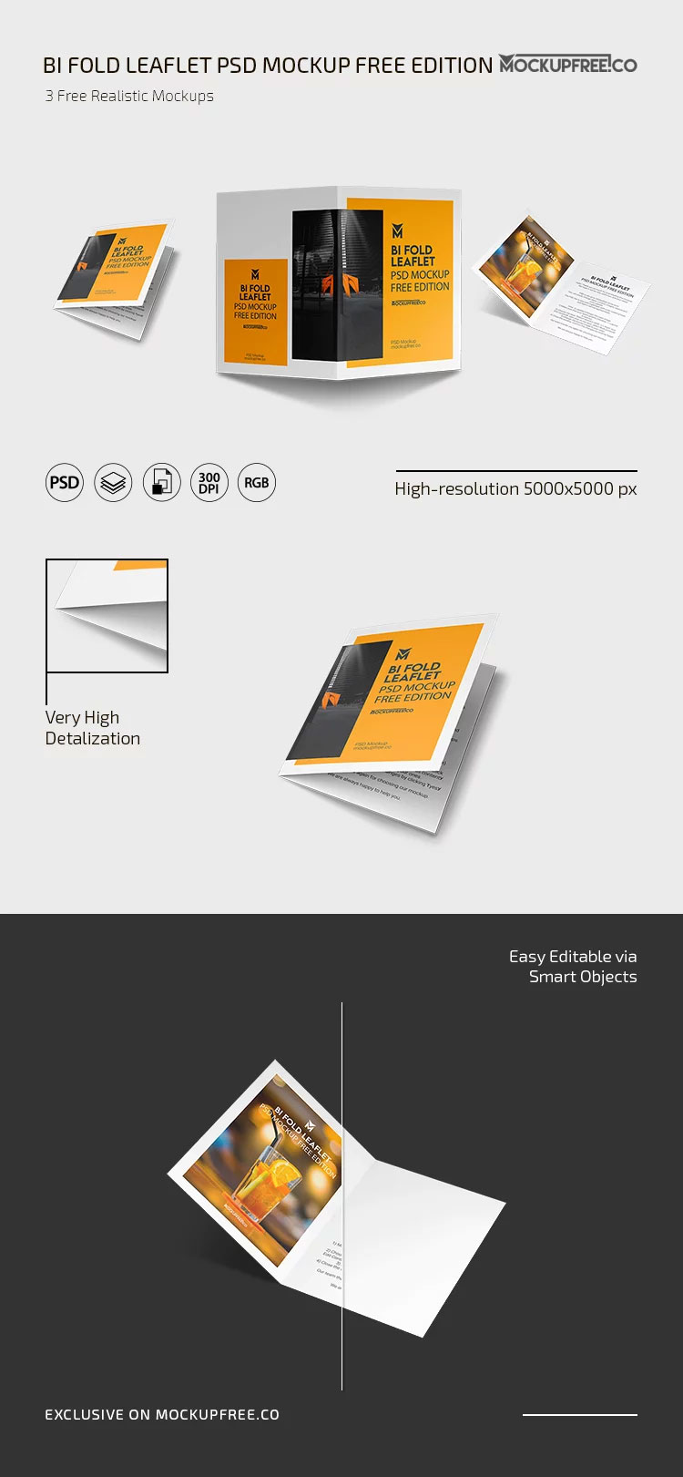 Free Bi Fold Leaflet Mockup PSD Template