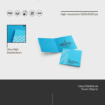 Bi Fold Square Greeting Cards Mockup in 3 Sights