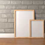 Big and Small Vertical Wooden Frames on Floor Mockup
