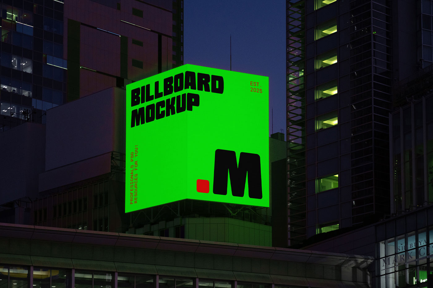 Free Big Corner Billboard Mockup PSD Template