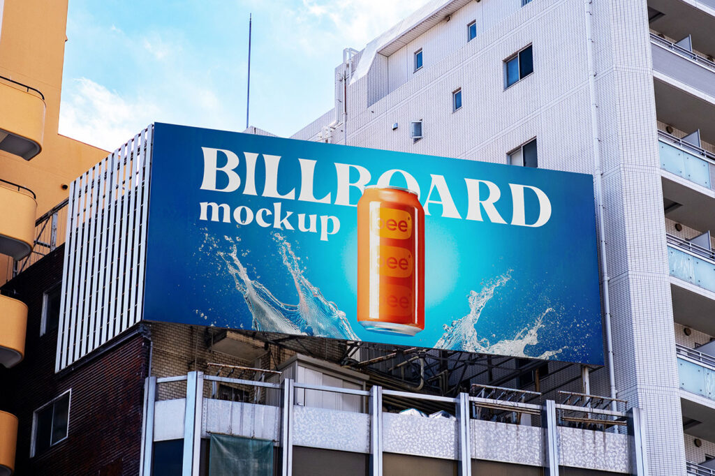 Billboard Between Buildings Mockup