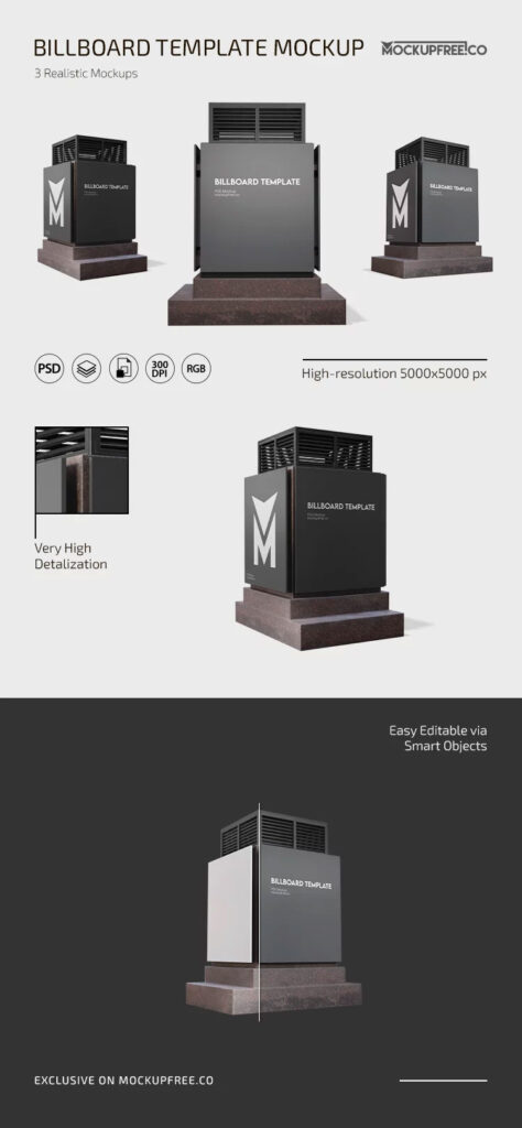 Billboard Mockup in 3 Different View