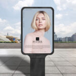 Billboard Mockup Showcasing a Female Model