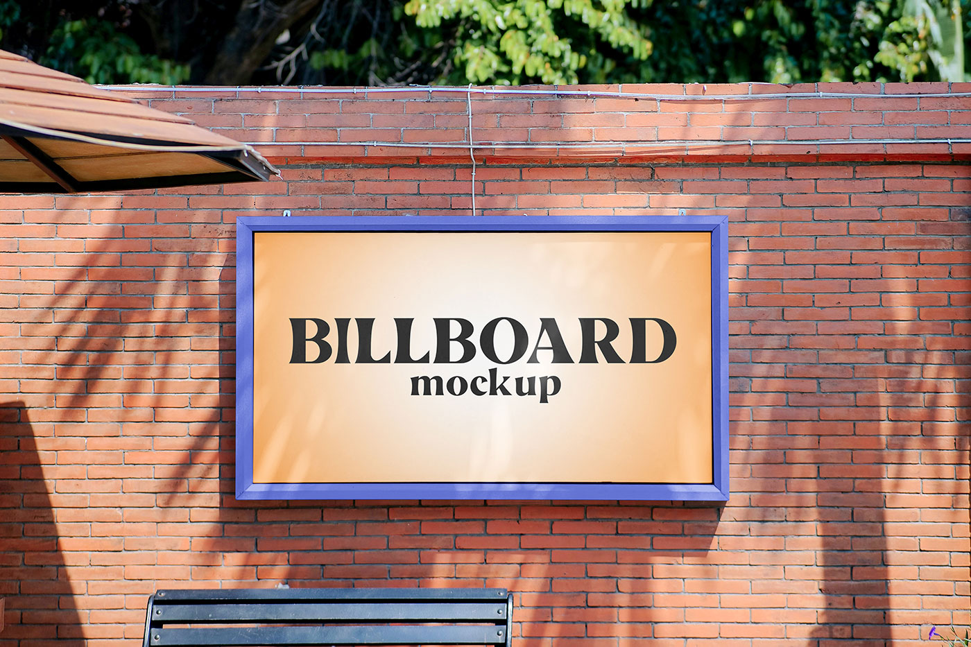 Free Billboard on Brick Wall Mockup PSD Template