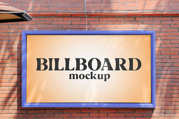 Billboard on Brick Wall Mockup