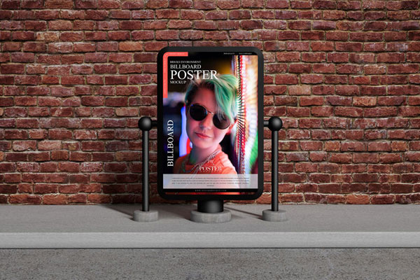 Billboard Poster Mockup in Front of The Brick Wall