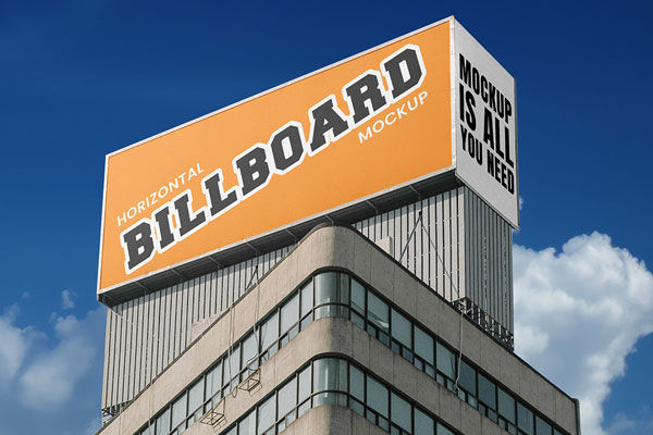 Billboards on Tall Building Mockup