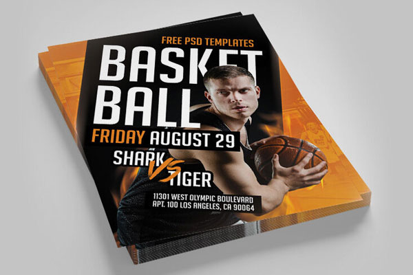 Black and Orange Basketball Camp Flyer Template