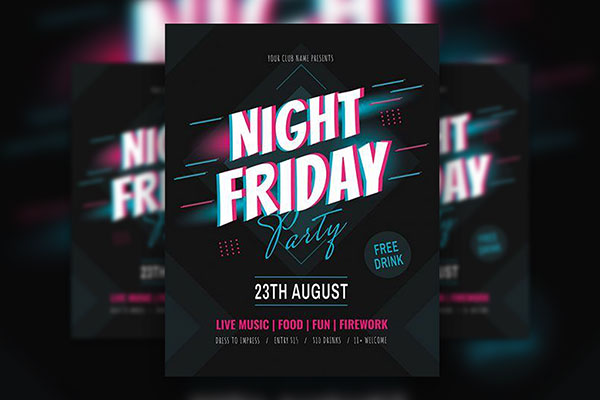 Black and Pink Club Event Flyer and Facebook Cover Template