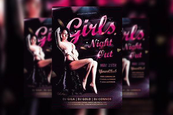 Black and Pink Modern Girls Night Out Party Flyer Template