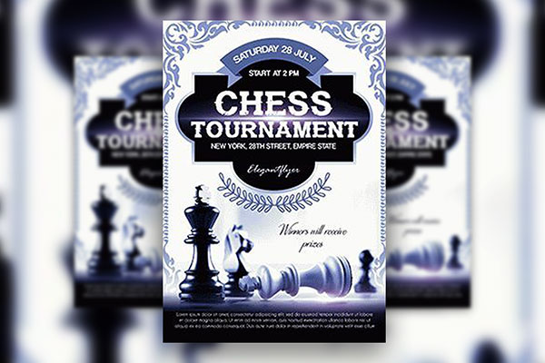 Black and White, Classic Chess Tournament Flyer and Facebook Cover Templates