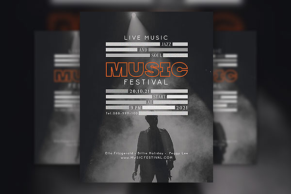 Black and White Smokey Music Flyer Template