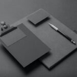 Black Branding Mockup Including Paper and Card