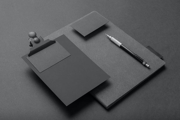 Black Branding Mockup Including Paper and Card