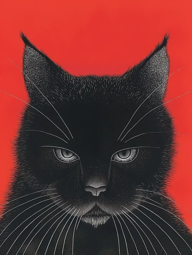 Black Cat on Red