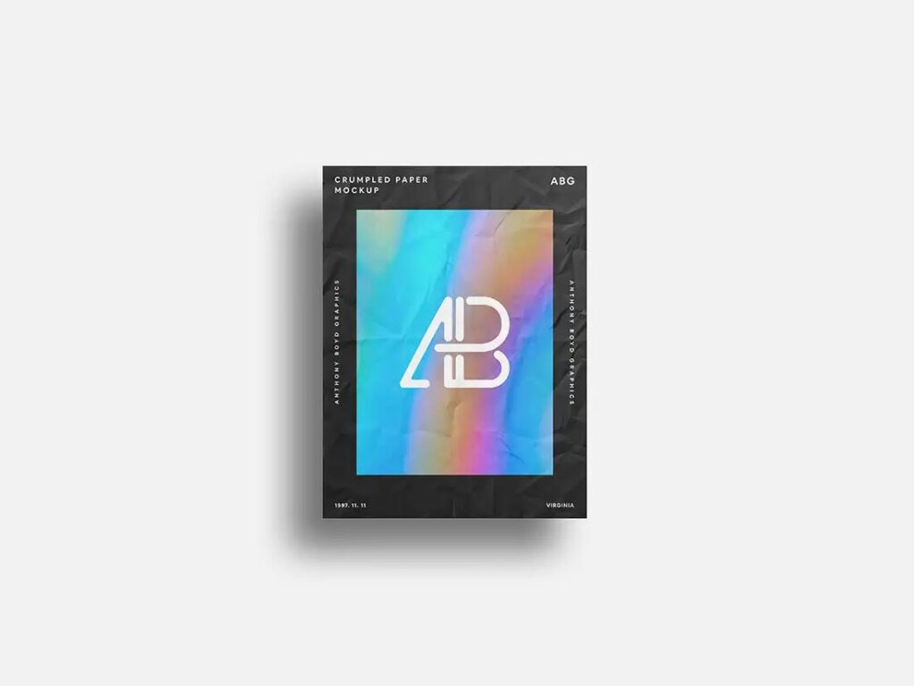Black Crumpled Branding Paper Mockup