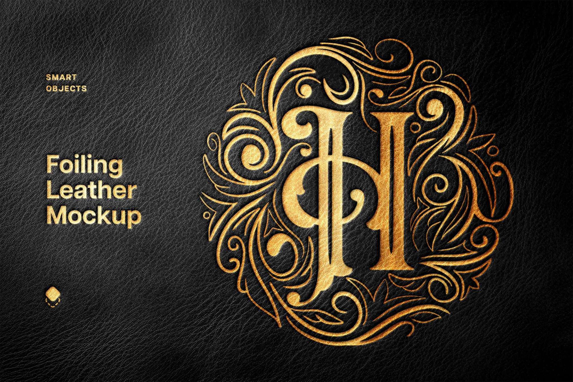 Free Black Elegant Leather Foiling Mockup / Text Effect PSD Template
