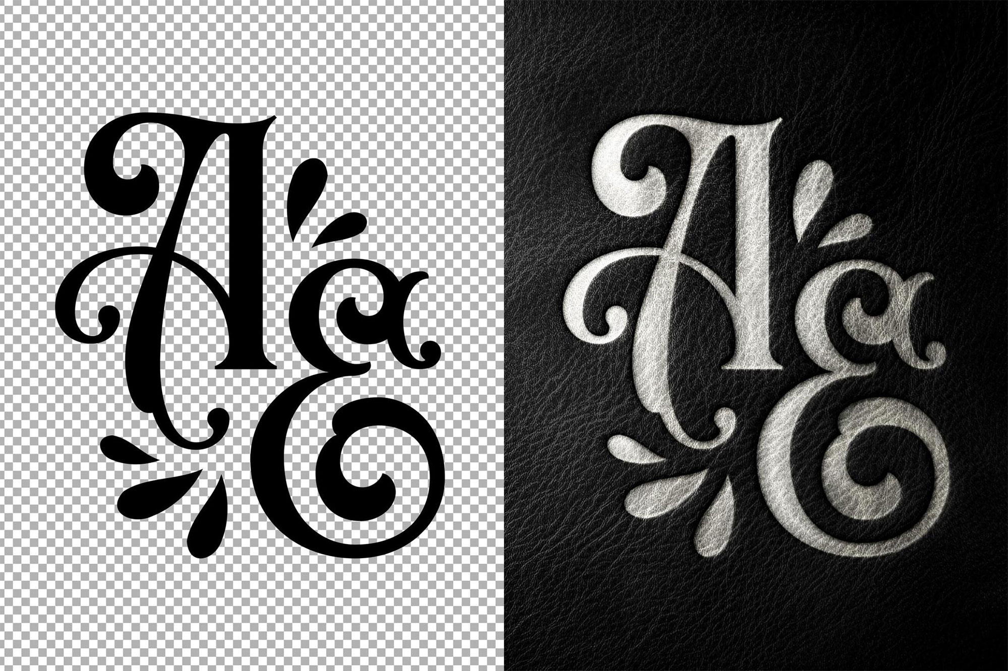 Free Black Elegant Leather Foiling Mockup / Text Effect PSD Template