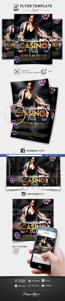 Black, Golden, Modern Casino Flyer / Instagram Banner and Facebook Cover Templates