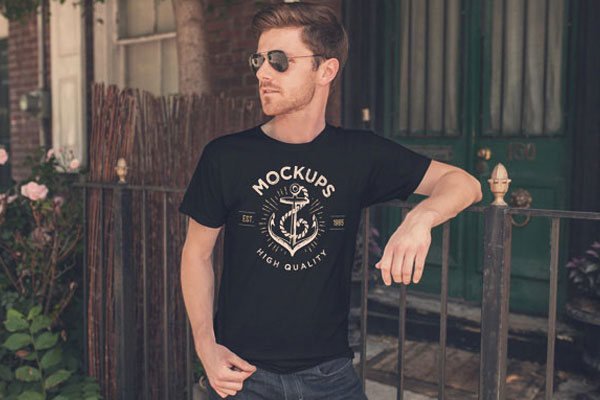 Black Mens T-Shirt Mockup